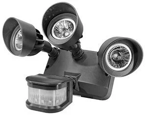 Security Light, Bronze Housing, IP65,100V~130V, 3 x12W Lamps, 900 Lumens Per Head, 120 Light An...