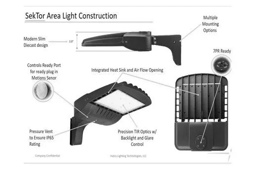 Halco ProLED SekTor Area Light, 300W, Type III, 5000K, 120-277V, 10kVA Surge Suppression - view 2