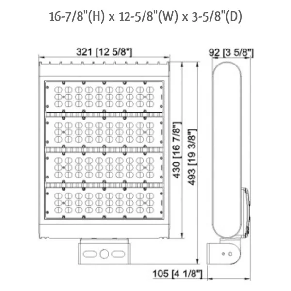 Slim LED Flood, 100~277V, 300W, 30000LM, 3000K, Dark Bronze, B16:B43ble Ul, DLC - view 2