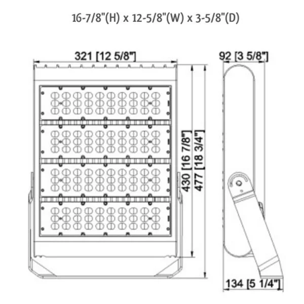 Slim LED Flood, 100~277V, 300W, 30000LM, 5000K, Dark Bronze, Trunnion, IP65, Dimmable Ul, DLC - view 2