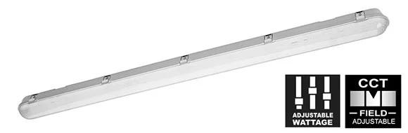 Slim LED Linear Vapor Tight Luminaire, 8', 54W, Field Adjustable CCT