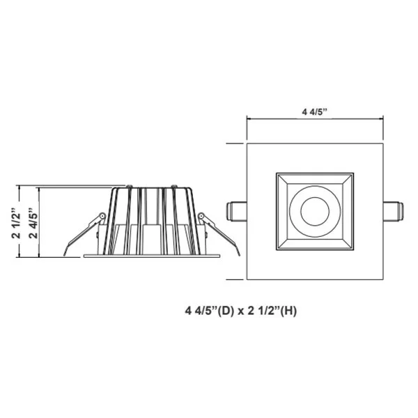 SNAP-IN 4in Square Recess Light 15W 5CCT 1200LM C90 Dim SMOOTH/BAFFLE - view 2