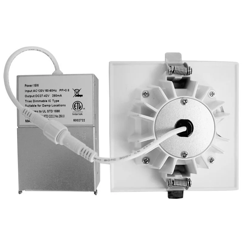 SNAP-IN 4in Square Recess Light 15W 5CCT 1200LM C90 Dim SMOOTH/BAFFLE (WM-SDL4S-SB-MCT5-WH) - view 2