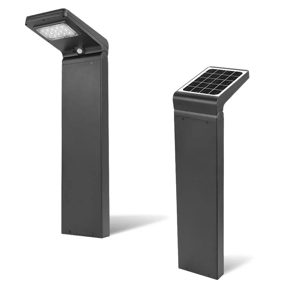 Solar LED Square Bollard Light, 5W, 5000K, Black