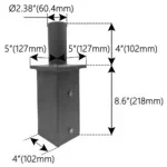 Square Pole Adapter, 2.4 Inch to 5 Inch, Bronze - view 3