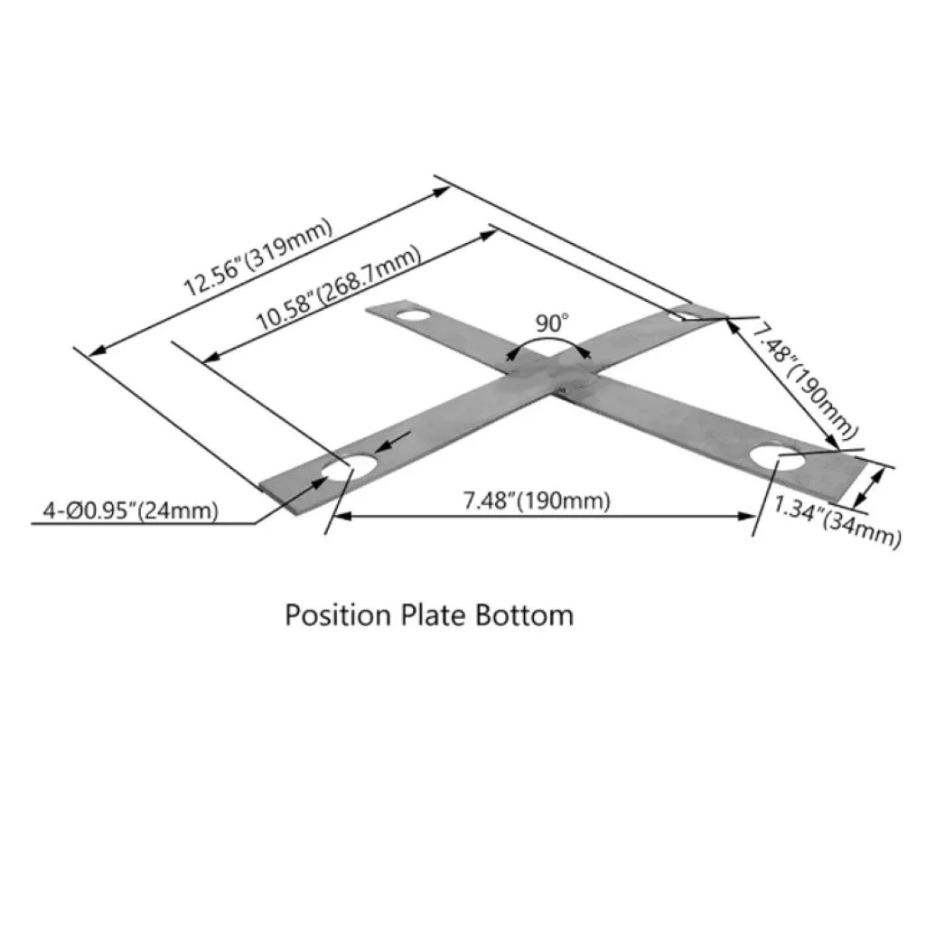 Straight Square Steel Pole Cross Anchor Bolt Position Plate, 30 ft Square Steel Pole, for HAL-BM24SL...