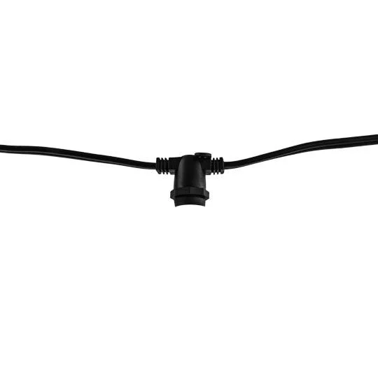 String Lights, 48', 15 Sockets, 36" Spacing, E26, Black, 120V, Wet Rated, Non-Dimming