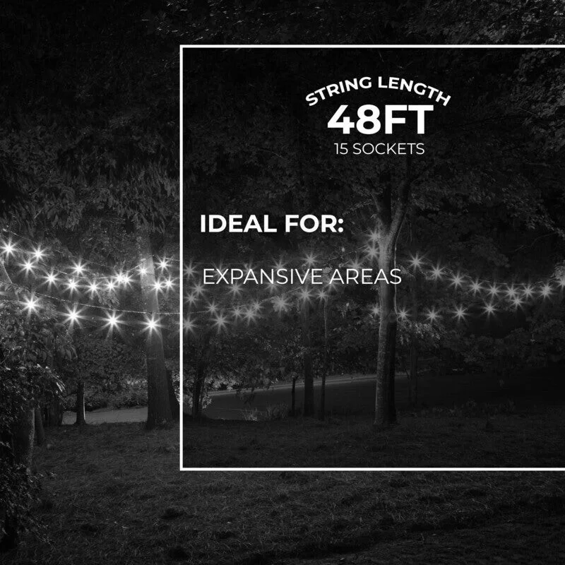 Bulbrite 48-Foot String Light Kit With Clear Shatter Resistant Vintage Style S14 LED Lamps Included - view 5