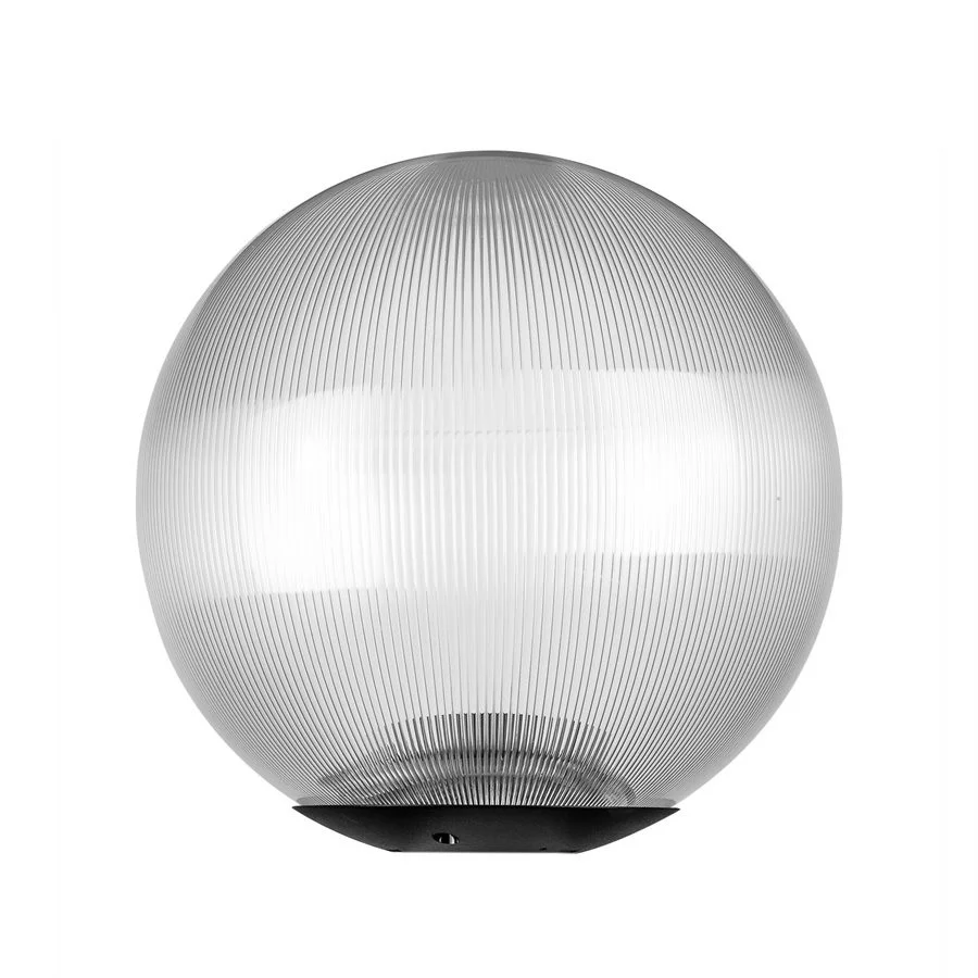 Sunlite 12" Decorative Outdoor Globe Post Mount Fixture, 100W, 120V, E26 Medium Base, Prismatic Clear Lens, Black Finish