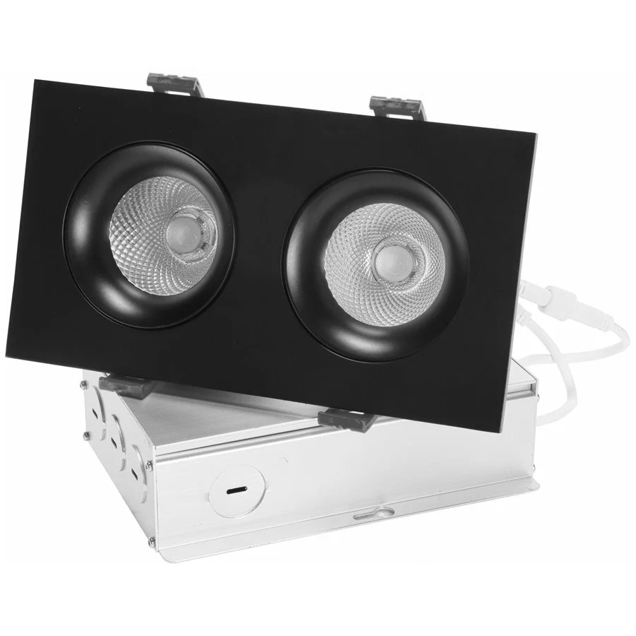 Sunlite 2-Light Regressed Round Gimbal Downlight, 1540 lumens, 12W, 120V, 90 CRI, 2700K|3000K|3500K|4000K|5000K, Black
