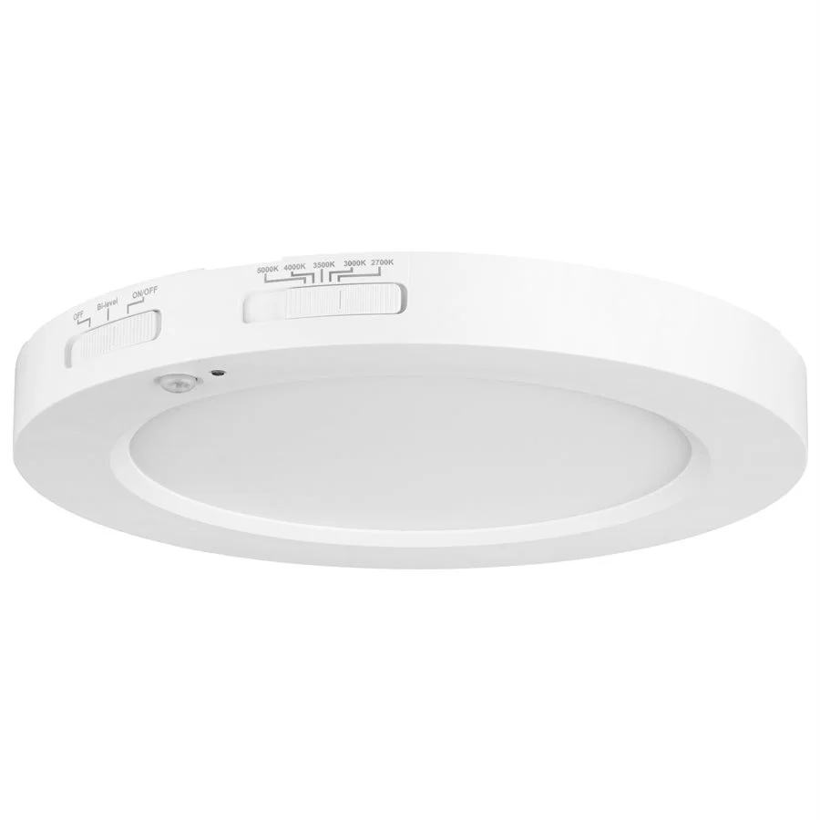 Sunlite 5" Round Mini Panel Motion Sensor Light Fixture, 12W, 700 Lumens, 2700K/3000K/3500K/4000K/5000K, 120V, 90 CRI...