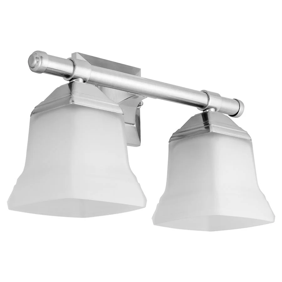 Sunlite Bath Vanity Fixture, 2-Light, Brushed Nickel, Frosted Glass