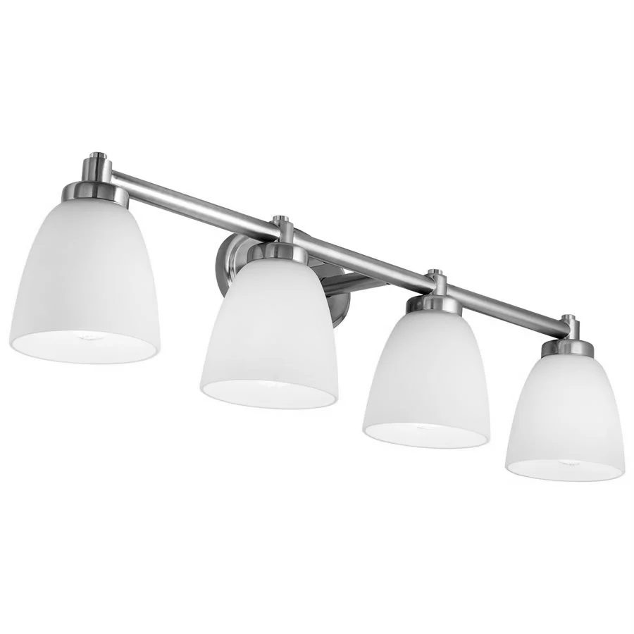 Sunlite Bath Vanity Fixture, 4-Light, E26 Base, 120V, Brushed Nickel, White Glass Lens - view 2