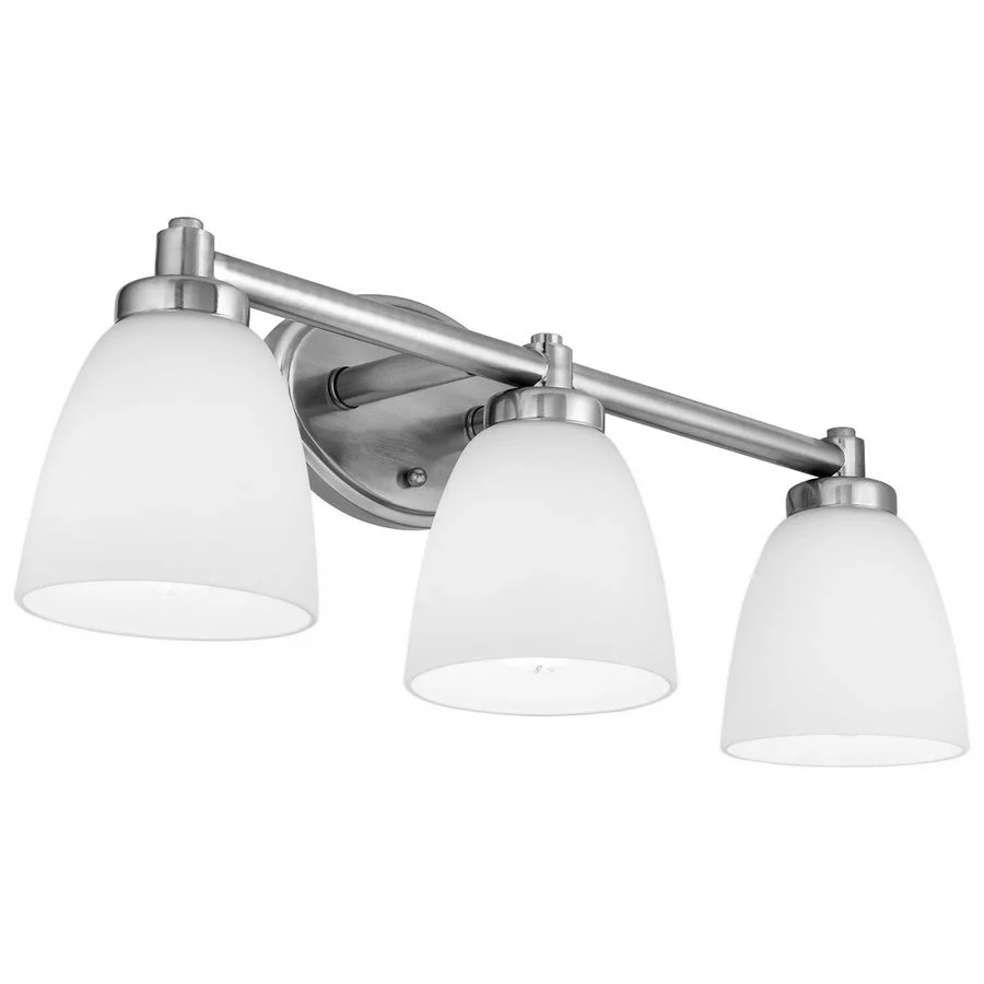 Sunlite Bath Vanity Fixture, Surface Mount, 3-Light, E26 Base, Brushed Nickel, White Glass - view 2