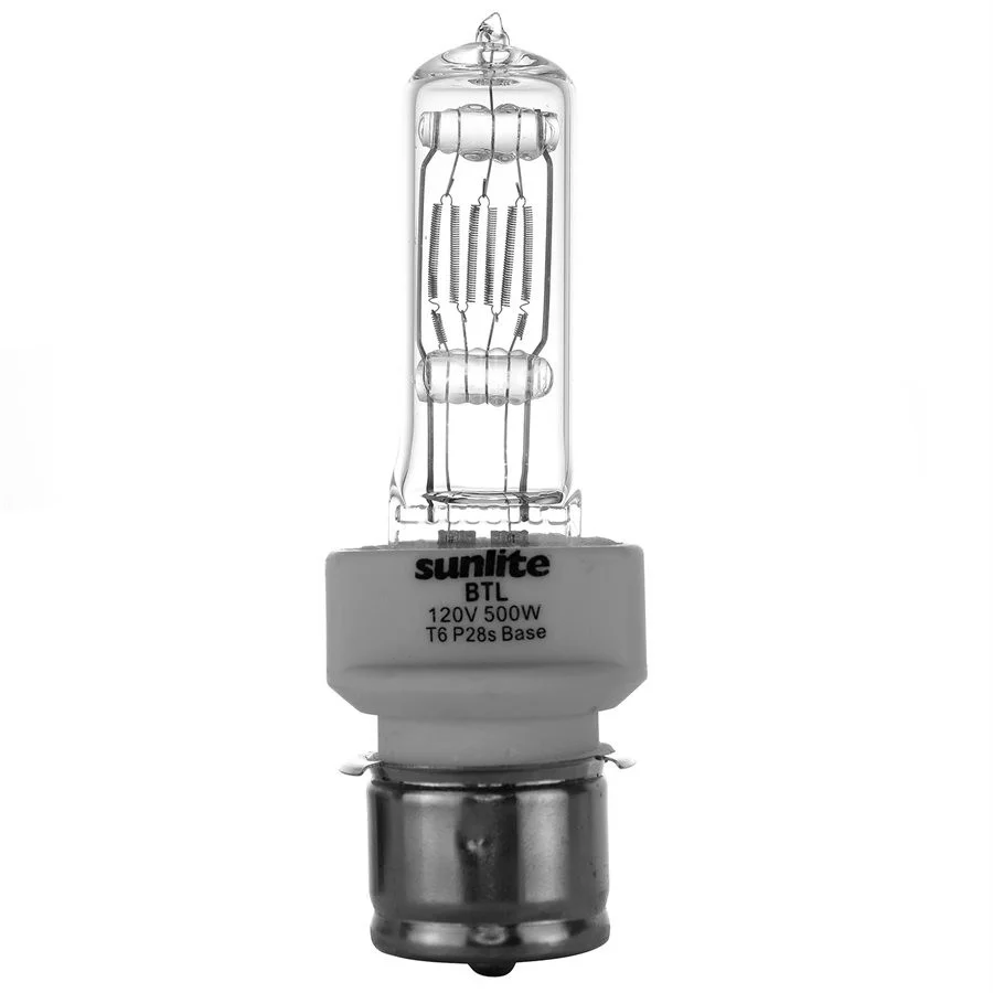 Sunlite BTL Stage and Studio Bulb, T6, 500W, 120V, Clear, P28s Medium Prefocus Base