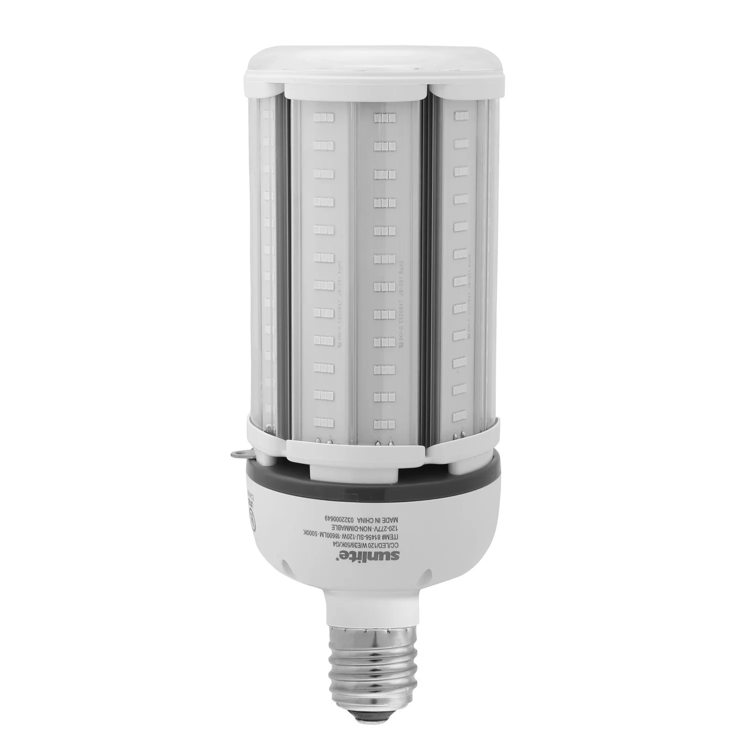 Sunlite Corncob Lamp, 120 Watts, 5000K, 18600 Lumens, Mogul E39 Base, UL Listed