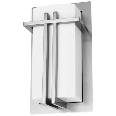 Sunlite Decorative Square Wall Sconce, A19 Bulb, E26 Socket, Stainless Steel Frame, Opal Shade, 60W Max, Indoor/Outdoor