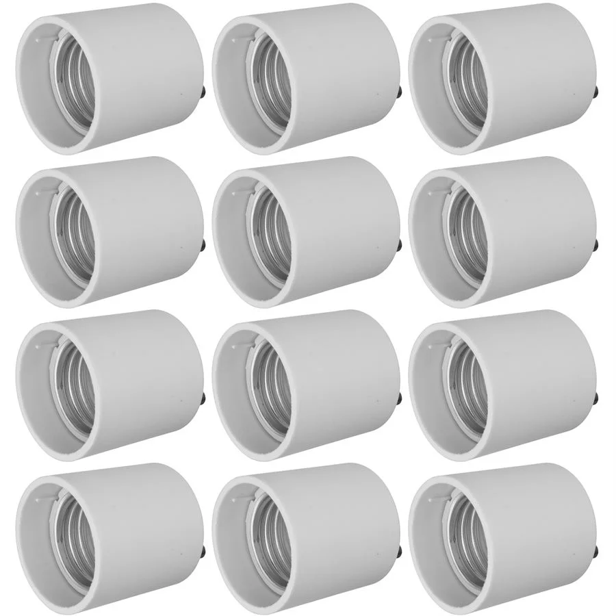 Sunlite E139 GU24 to Medium Base Adapter, White, 60W Max, 12-Pack