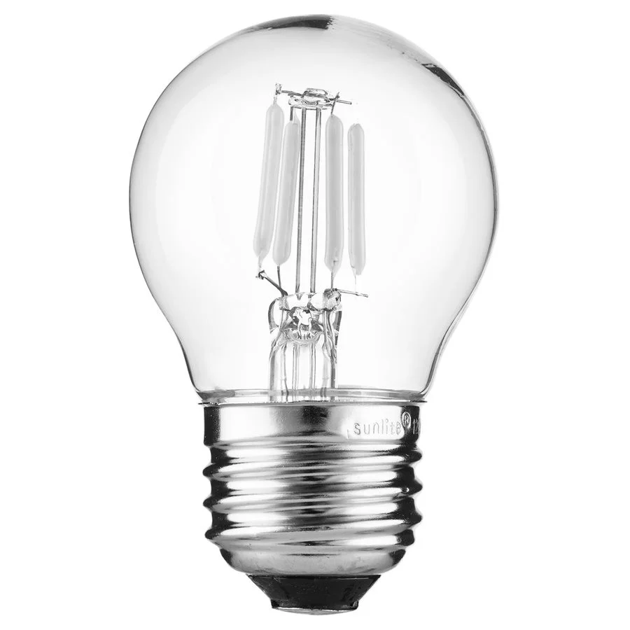 Sunlite G16 LED Filament Globe Bulb, 3W, E26 Medium Base, Dimmable, Clear Finish, 2700K, 120V, ETL Listed, 6-Pack