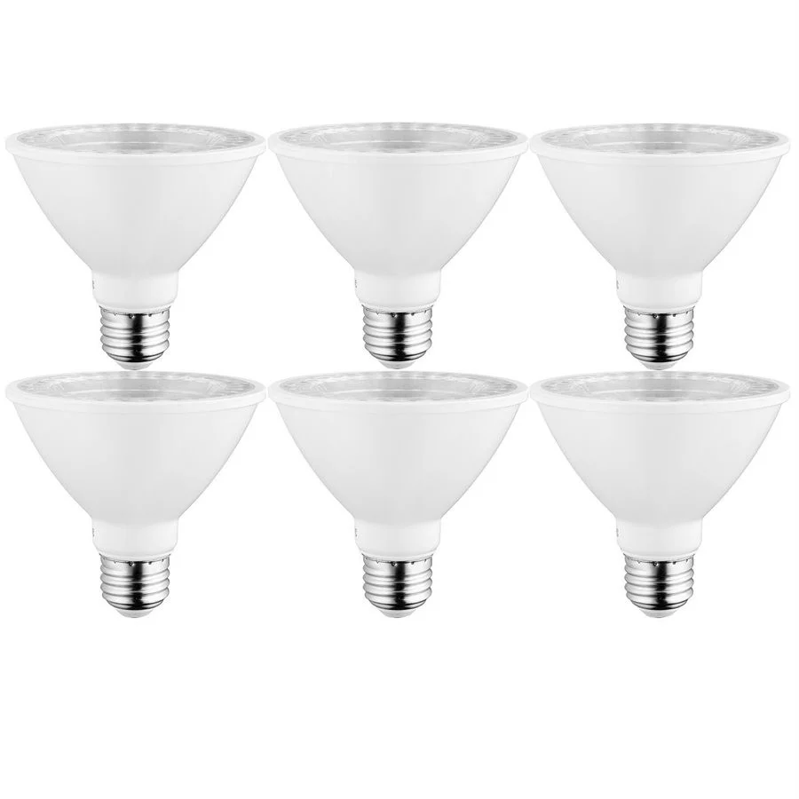 Sunlite LED PAR30 Short Neck Flood Light Bulb, 9W, 850 Lumens, 3000K, 35° Flood, E26 Base, Dimmable, 120V, 6-Pack
