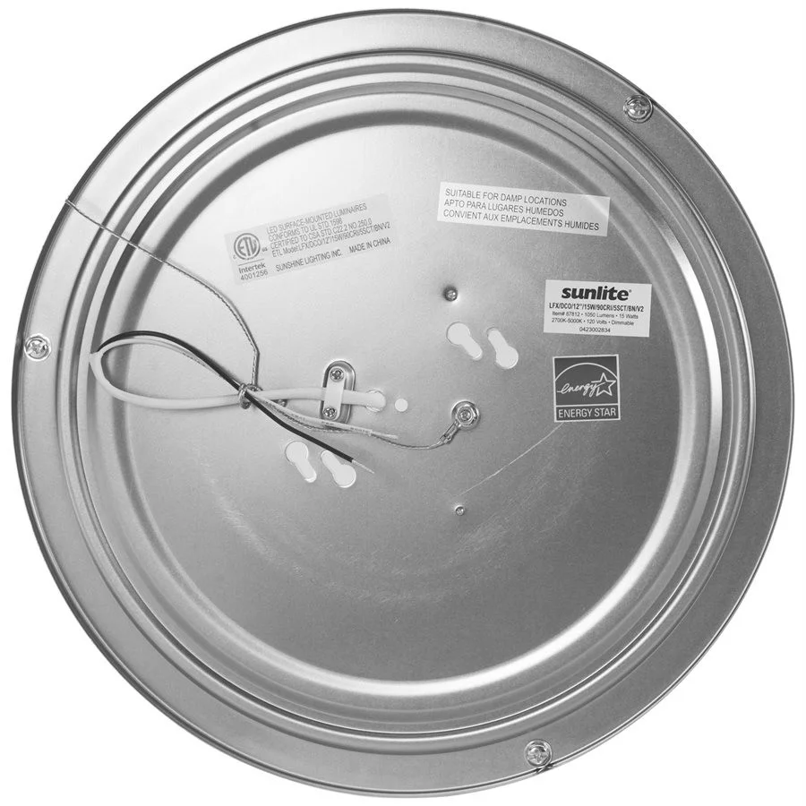 Sunlite LFX Decorative Ceiling Fixture, 12” Round, 15W, 90CRI, 5CCT Selectable (2700K|3000K|3500K|40...