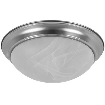 Sunlite LFX/DBN14/17W/BN/50K, 14" Round LED Flush Mount, 17W, 1100lm, 5000K, Brushed Nickel, Abalaster Glass