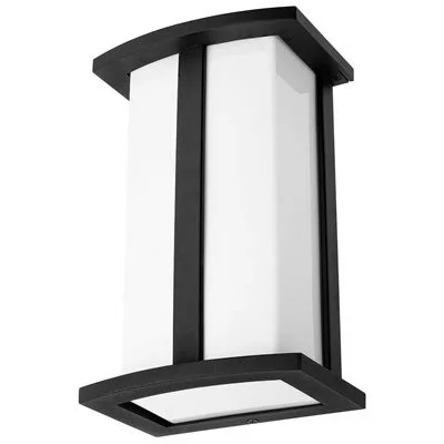 Sunlite Modern Wall Sconce, E26 Medium Base, Matte Black Frame, Opal Polycarbonate Shade, Indoor/Outdoor, 6.3"W x 4.4...