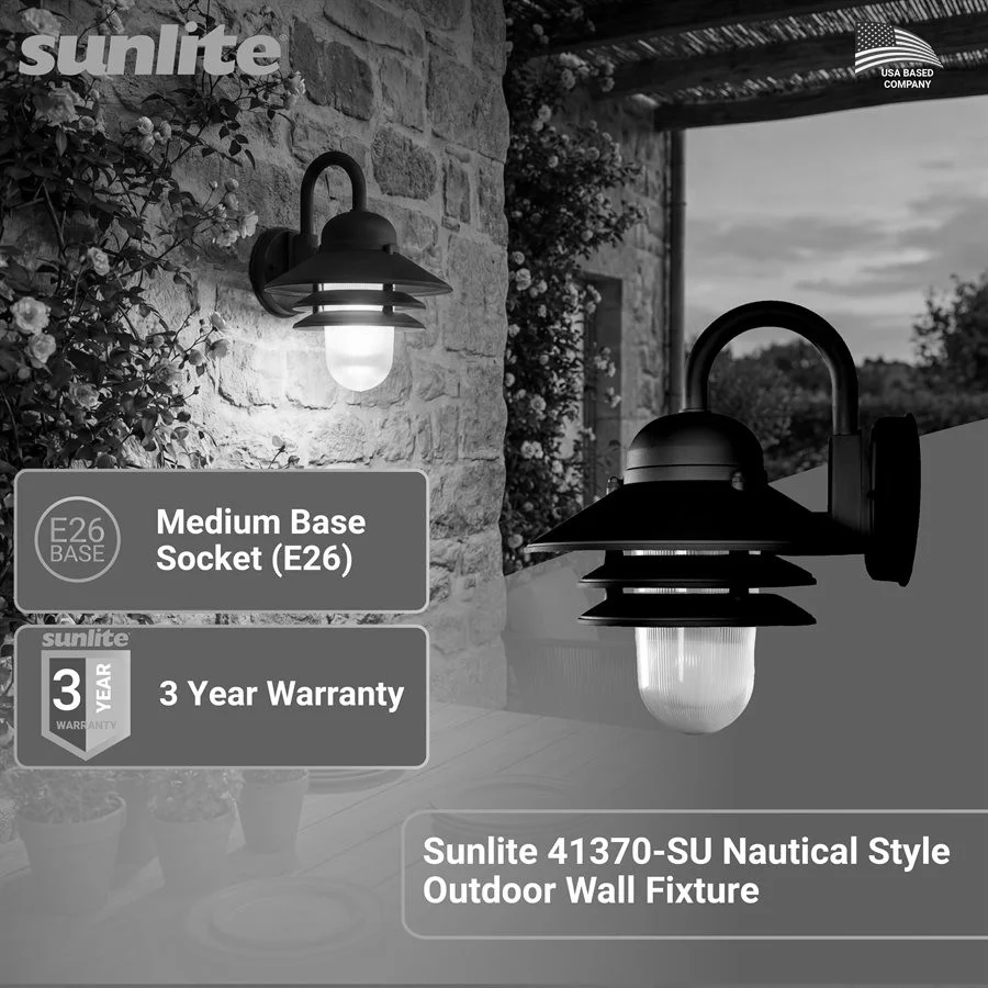 Sunlite Nautical Outdoor Wall Fixture, Black, E26 Medium Base, 120V, 60W Max, UL Listed - view 2