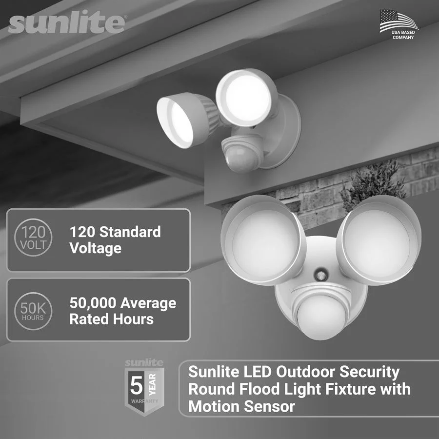 Sunlite Outdoor Security Fixture, 24W, 2000lm, 120V, 3000K|3500K|4000K|5000K|6500K, White, Motion Sensor - view 2
