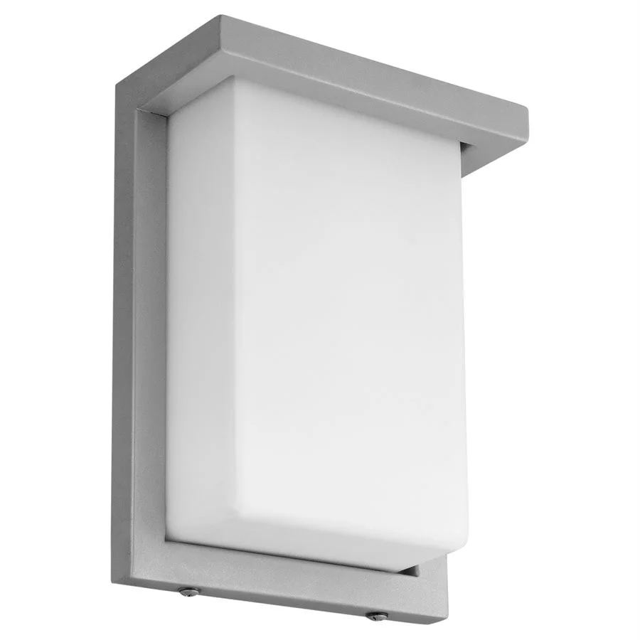 Sunlite Outdoor Wall Sconce, 8", 12W, 600 Lumens, CCT Selectable 3000K/4000K/5000K, Silver Finish, Acrylic Lens, 100-...