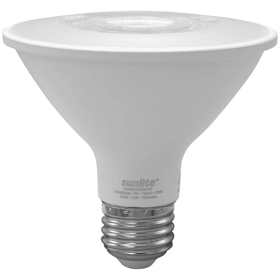 Sunlite PAR30 LED Reflector Light Bulb, 9W, 750 Lumens, 2700K, 90 CRI, E26 Medium Base, 120V, 35° Flood, 6-Pack