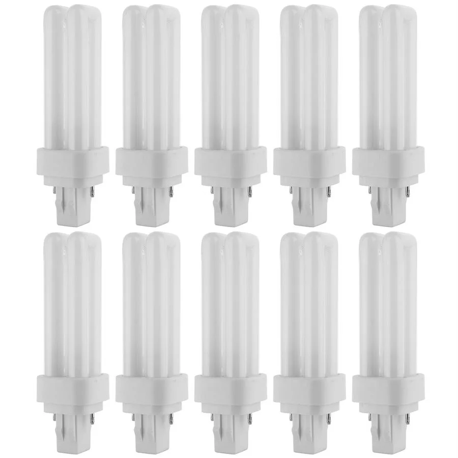 Sunlite PLD 2-Pin Double U-Shaped Twin Tube CFL Lamp, 13W, 6500K, GX23-2 Base, 660 Lumens, 10-Pack