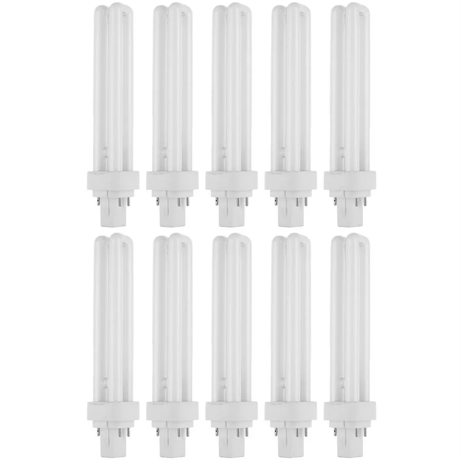 26W Double U-Shaped Twin Tube CFL Bulbs, 3500K Neutral White, 4-Pin G24Q-3 Base (10 Pack)