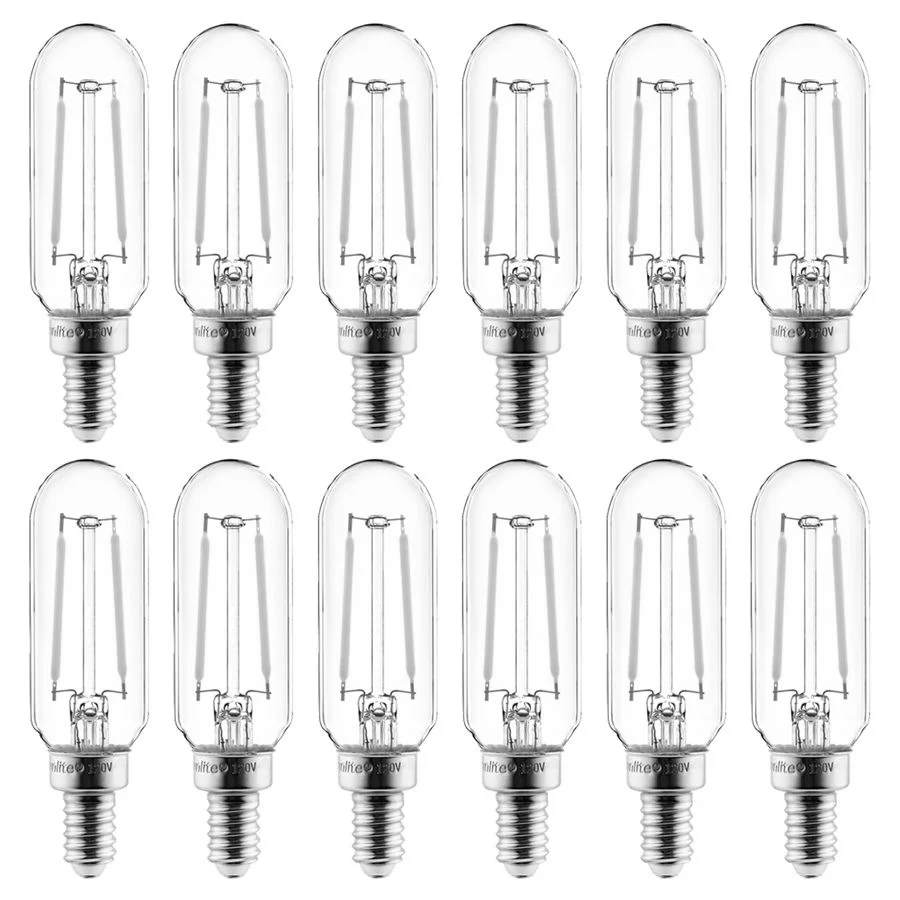 Sunlite T8 LED Filament Tubular Light Bulb, 2W, 120V, 2700K, E12 Candelabra Base, Clear Finish, 85mm, 130 Lumens, 12-...