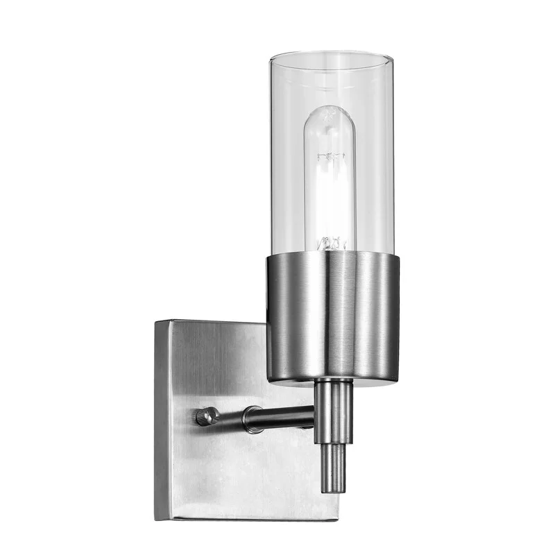 Sunpark 4476-A Vanity Light, 1-Light, 7W, 120V, T10 LED Filament Bulb, E26 Base, Satin Nickel, Clear Glass