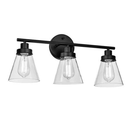 Sunpark Electronics, LED Vanity, 4458 Series, Black/Clear Glass, 3x8W, ST21, 2700K