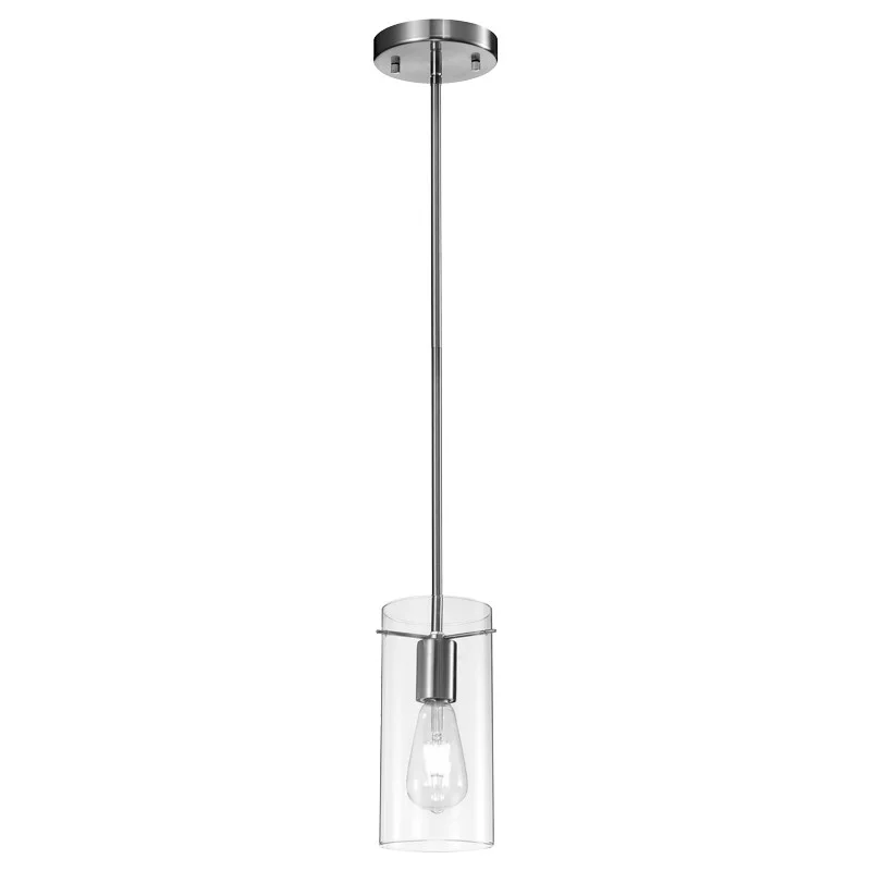 Sunpark P117-A Mini Pendant, 8W, 120V, 2700K, Satin Nickel, Clear Glass