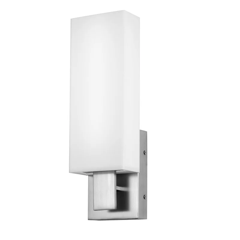 Sunpark W189D Wall Sconce, 15W, 120-277V, 1300 lumens, CCT Selectable 3000K/3500K/4000K/5000K, CRI >80, Satin Nickel