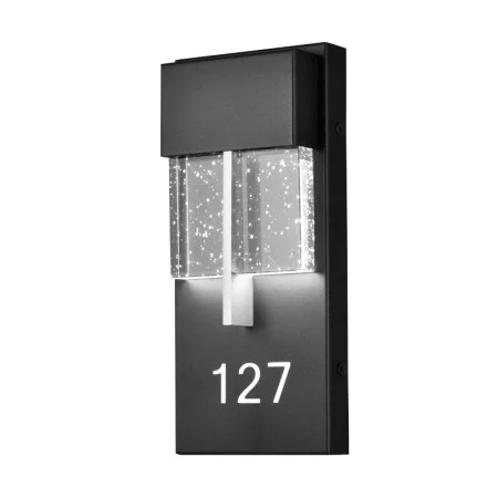 Address Light, Outdoor, Black, Light Gold, Bubble Crystal Glass, Acrylic Numbers