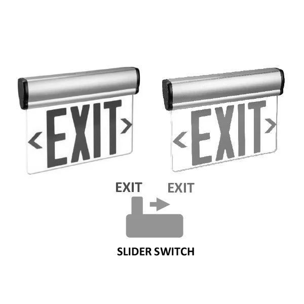 Surface Edgelit, Battery Backup, Red/Green Switchable, Double Face, Mirror, Aluminum