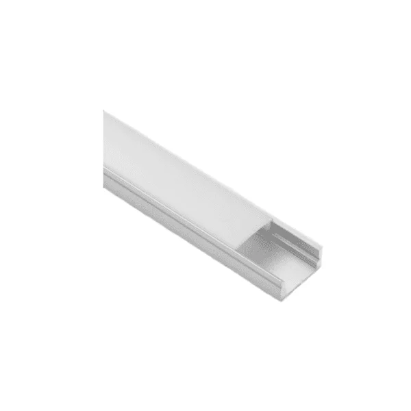 Lotus LED Lights LH-1708 Surface Mount Aluminum Profile, 17x8mm, 8ft, Silver Aluminum, White Diffuser, 1-Piece