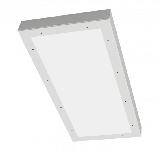 Surface Mount IC-Rated Luminaire, 2x4, 4000K, 7000 Lumens, 18 Gauge Cold Roll Steel, Inset Door,.125 Prismatic Acryli...