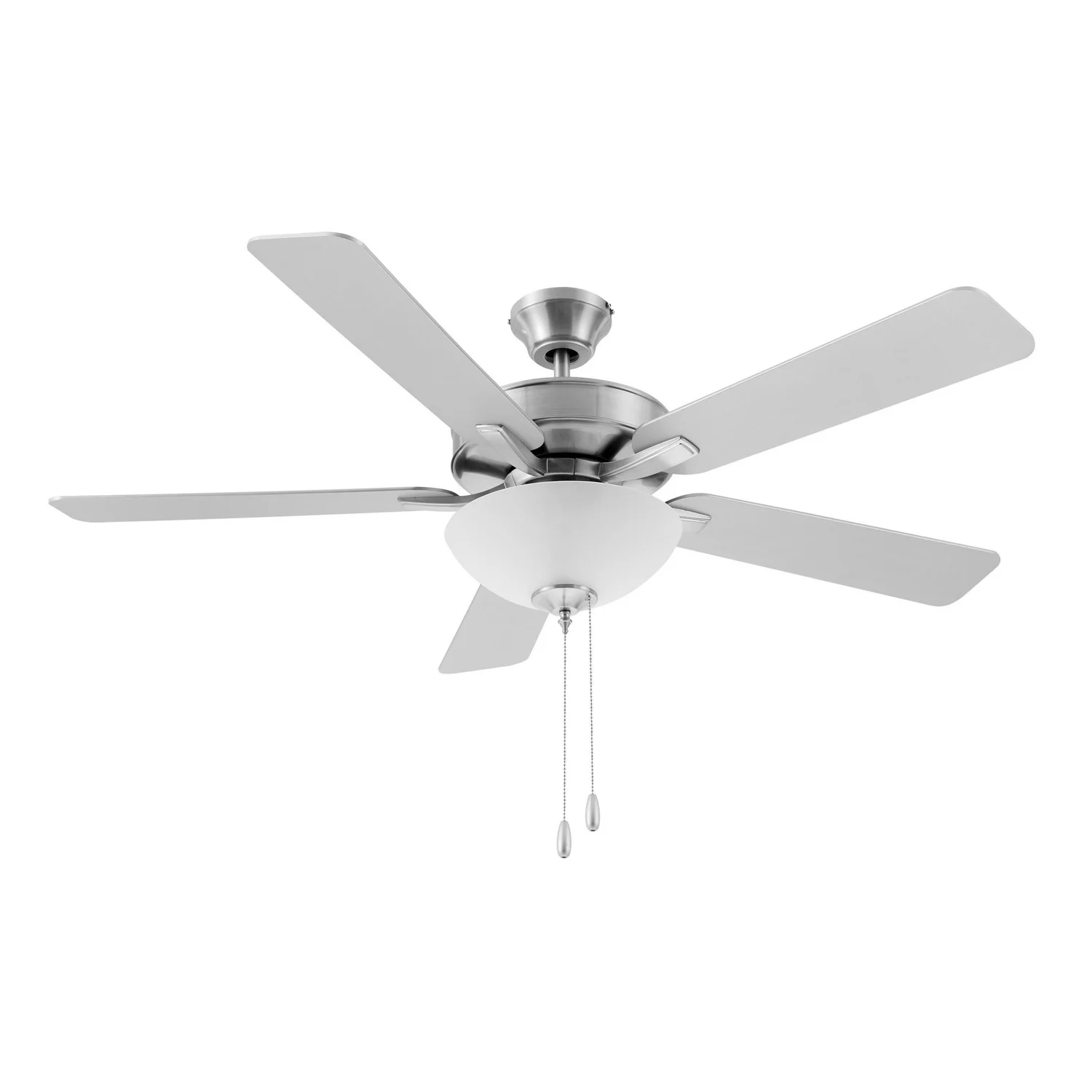 Sweep 52" Ceiling Fan, 5-Blade, Matte Black, Matte Black and Walnut Reversible Blades, Frosted Glass, LED Light Kit, ...