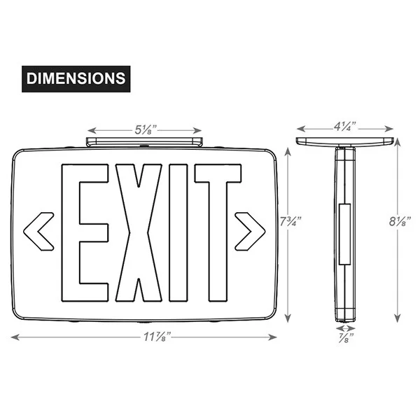 Thin Thermoplastic Exit Sign, Universal Single/Double Face - view 2