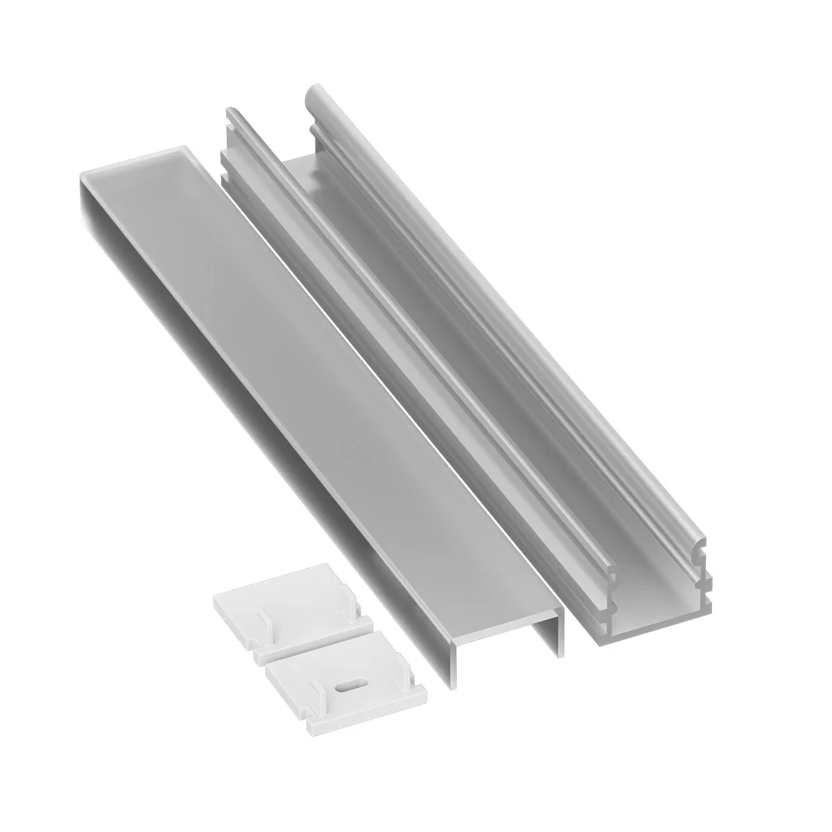 Trace Extrusion Bundle, 2M Trace Single Bundle, Aluminum Finish, High Grade Diffusion Lens, End Caps, Mounting Clips