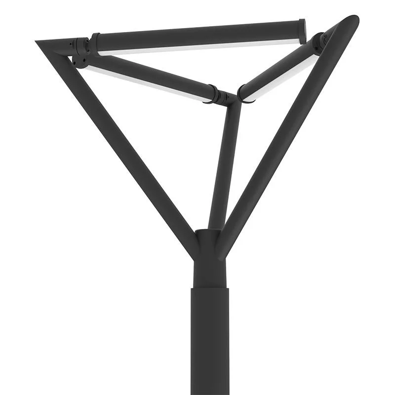 Tree Of Light Post Top TRIPLE-ARM 3 Light Bars 75W 3CCT, Black