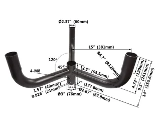 Triple 120° Horizontal Tenon Adapter, Dark Bronze