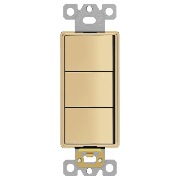 Triple Rocker Switch, Combination Device, Gold