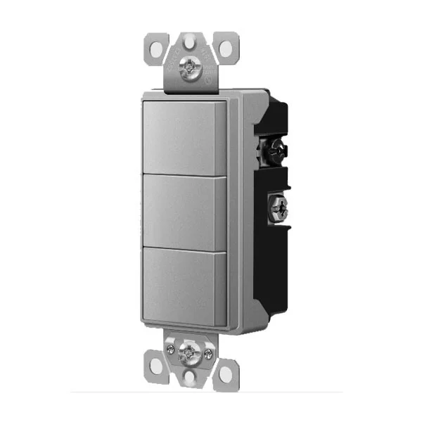 Triple Rocker Switch, Combination Device, Self-Grounding, 15 Amp, 120V AC - view 2
