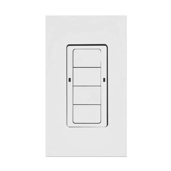 TruBlu Mesh Wireless 4-Button Wall Controller, Scene Control, Bluetooth, 120-277V, White
